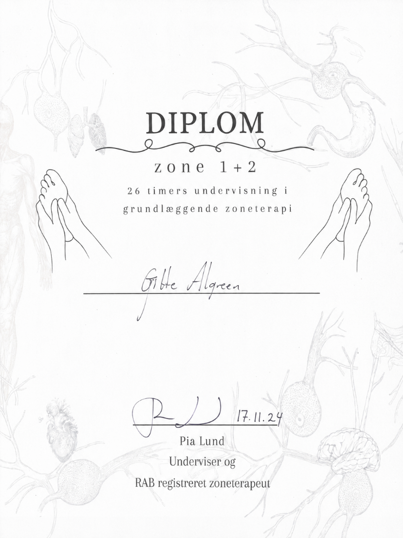 Zoneterapi-diplom Zone 1+2